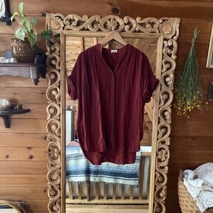 Silence + Noise by Urban Outfitters Burgundy Button-Up Blouse